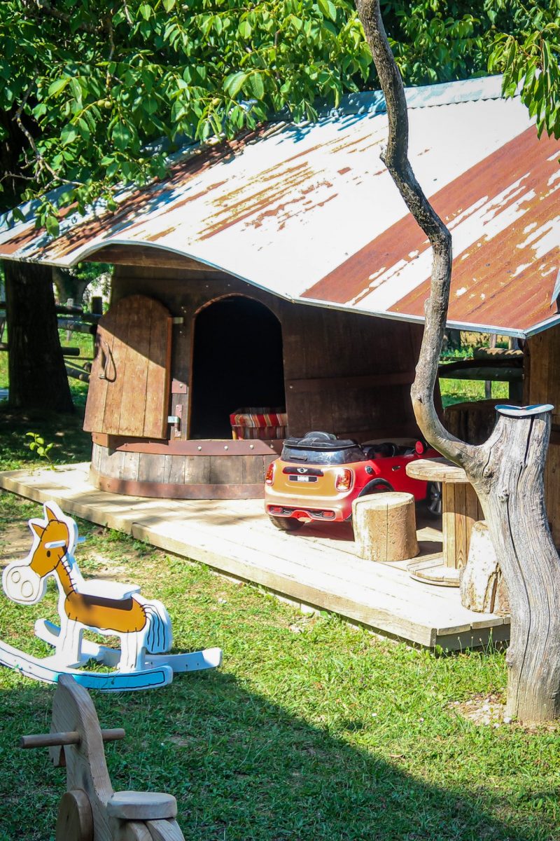 Espace de jeux sécurisé à disposition lors des Pony Guinguettes : Goûter et balade à poney vers Annecy en Haute-Savoie